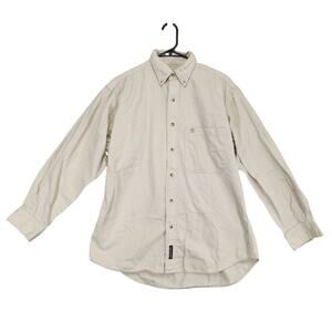 Vtg Timberland Men's S Beige Heavyweight Cotton Button Down Shirt Gorpcore Chore